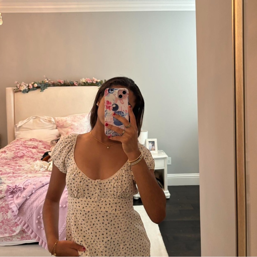 Brandy Melville Cream Puff Sleeve Bustier Blouse